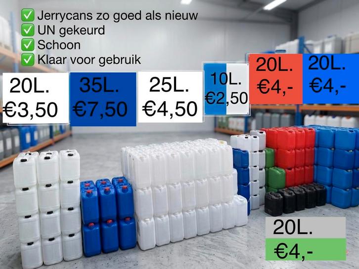 Jerrycans 10liter/20liter/25liter/35 liter UN gekeurd., Tuin en Terras, Regentonnen, Zo goed als nieuw, Kunststof, Minder dan 75 liter