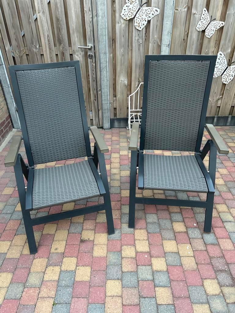 Twee Bois Le Duc tuinstoelen, Ophalen, Gebruikt, Metaal, Inklapbaar