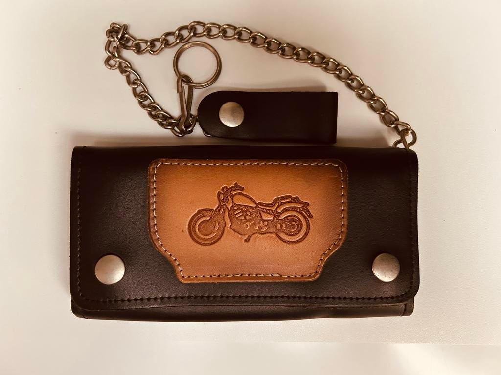Stoere Leren Biker Portemonnee met Chopper Afbeelding, Overige merken, Zwart, Nieuw, Ophalen of Verzenden