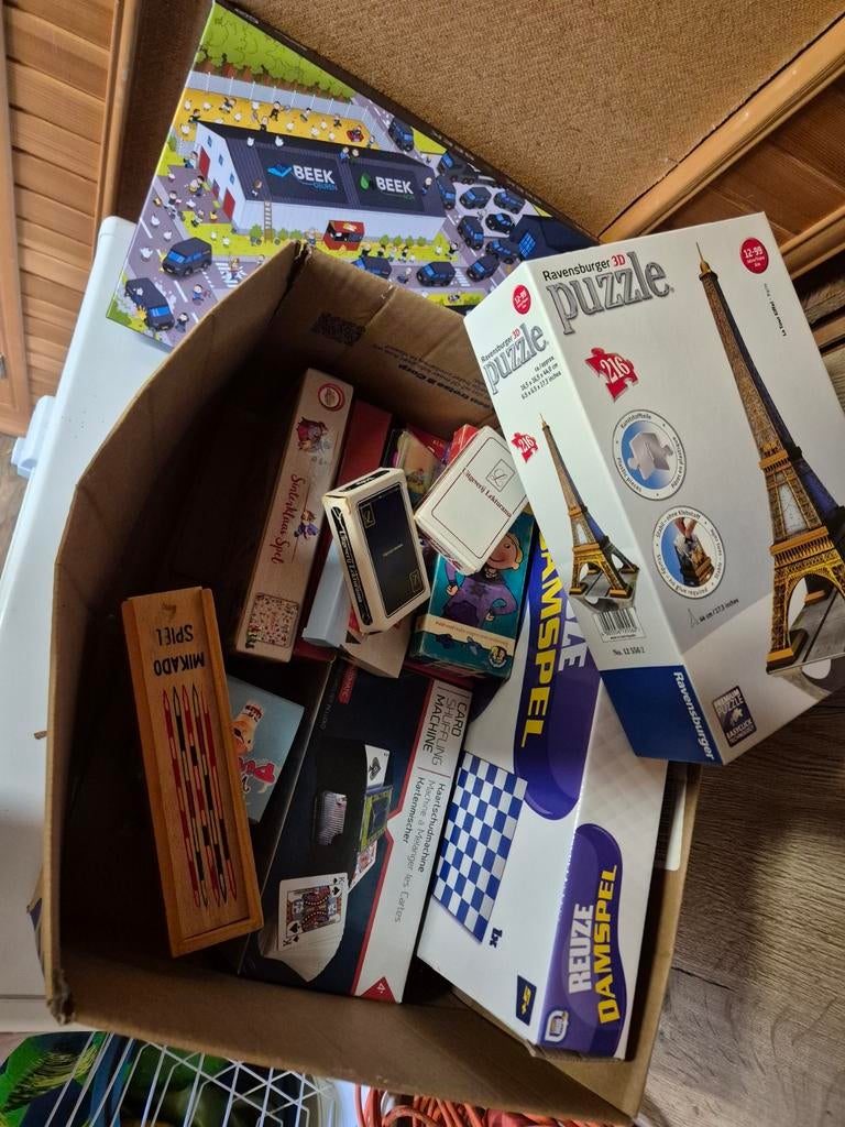 Doos met 13 spellen en puzzels, Ophalen of Verzenden, Minder dan 500 stukjes, Gebruikt, Overige typen