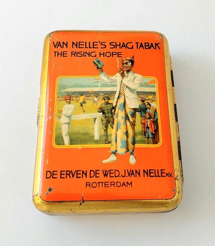 Antiek Reclame Blik Tabak Shag Van Nelle Indonesië Indië, Verzamelen, Blikken, Gebruikt, Van Nelle, Verzenden