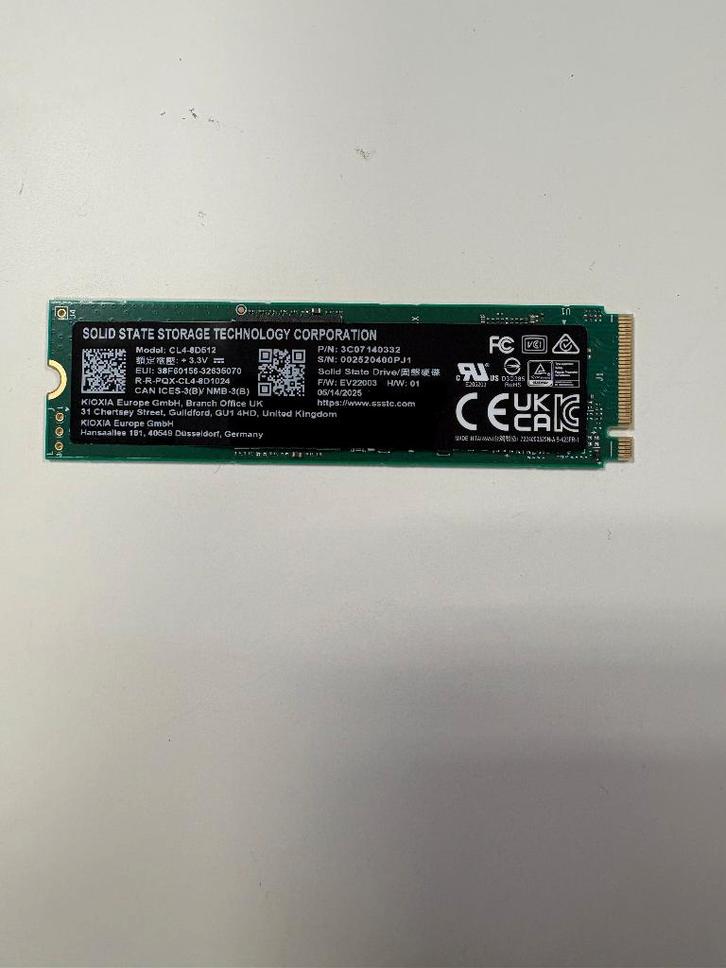 M.2 SSD Kioxia CL4 series 512GB NVMe 2280, Computers en Software, Harde schijven, Zo goed als nieuw, Laptop, Intern, SSD, Overige aansluitingen