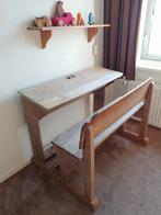 Vintage houten schoolbankje, Ophalen, Gebruikt, Tafel(s)