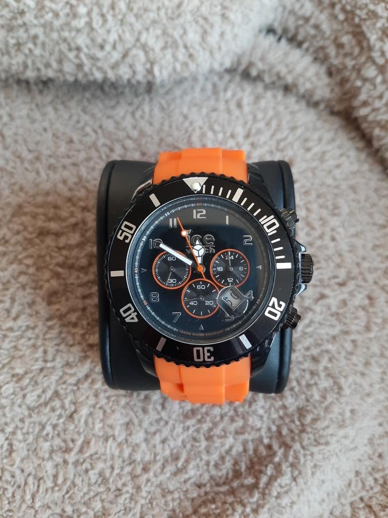 Ice Watch oranje/zwart heren, Sieraden, Tassen en Uiterlijk, Horloges | Heren, Overige merken, Kunststof, Polshorloge, Kunststof