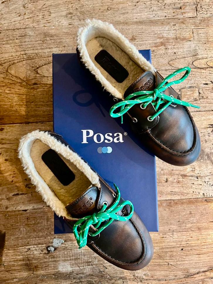 Posa boat loafers maat 38, Kleding | Dames, Schoenen, Zo goed als nieuw, Instappers, Bruin, Verzenden