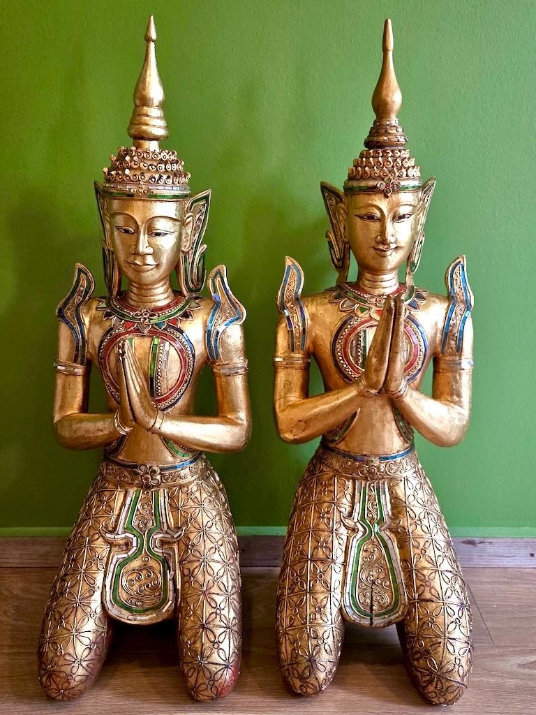 SET TEMPELWACHTERS HOUT 94 CM!, Ophalen, 50 - 100 cm, Handgemaakt, Beeld