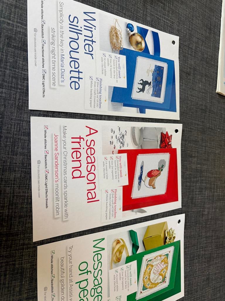 Drie leuke borduurpatronen voor kerstkaarten, Ophalen of Verzenden, Zo goed als nieuw, Handborduren, Patroon