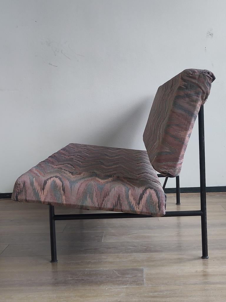 Vintage Gispen bank 1721 Cordemeijer sofa bankje metaal stof, Huis en Inrichting, Ophalen, Gebruikt, Mid century modern dutch design