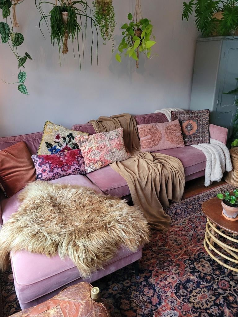 Nette hoekbank oudroze, Huis en Inrichting, Ophalen, Gebruikt, Stof