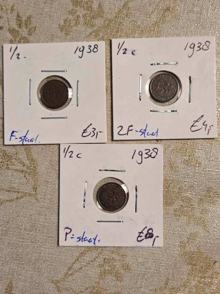 Nederlandse halve cent munten 1938 - Koningin Wilhelmina, Postzegels en Munten, Munten | Nederland, Ophalen of Verzenden, Koningin Wilhelmina