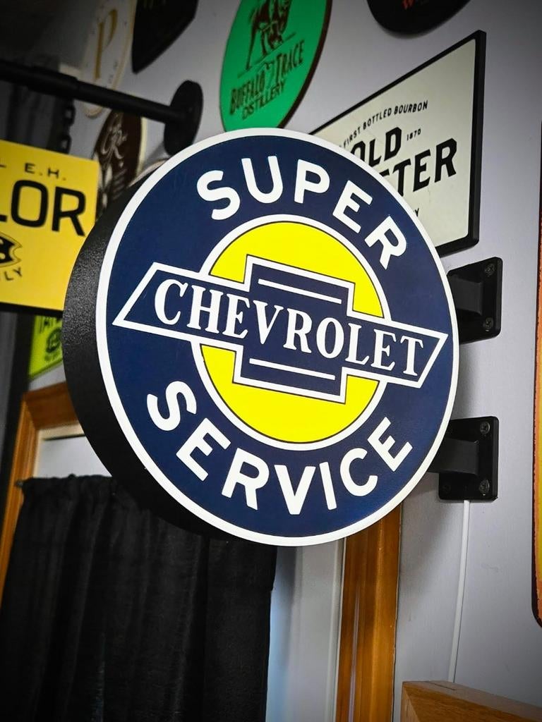 Chevrolet Super Service Lichtbak Reclamebord, Ophalen of Verzenden, Zo goed als nieuw, Lichtbak of (neon) lamp