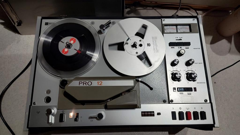 Philips pro 12 2 sporen recorder, Audio, Tv en Foto, Bandrecorders, Ophalen, Bandrecorder, Met stofkap
