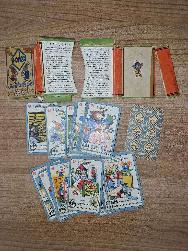 antiek haka kwartet spel doosje kapot zie foto compleet, Ophalen of Verzenden