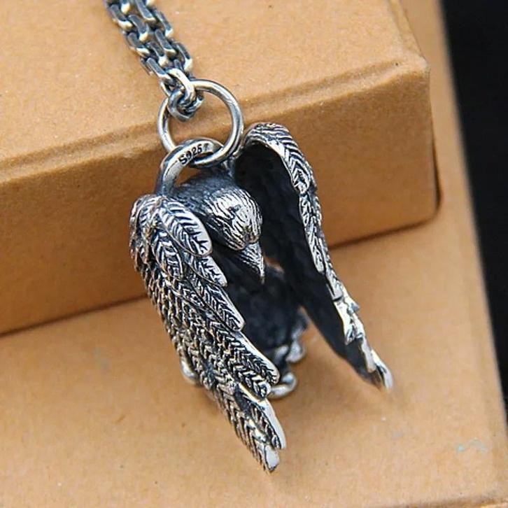 Corvus Hex - Kraai hanger - 925 zilver, Sieraden, Tassen en Uiterlijk, Kettinghangers, Nieuw, Zilver, Zilver, Dier, Verzenden