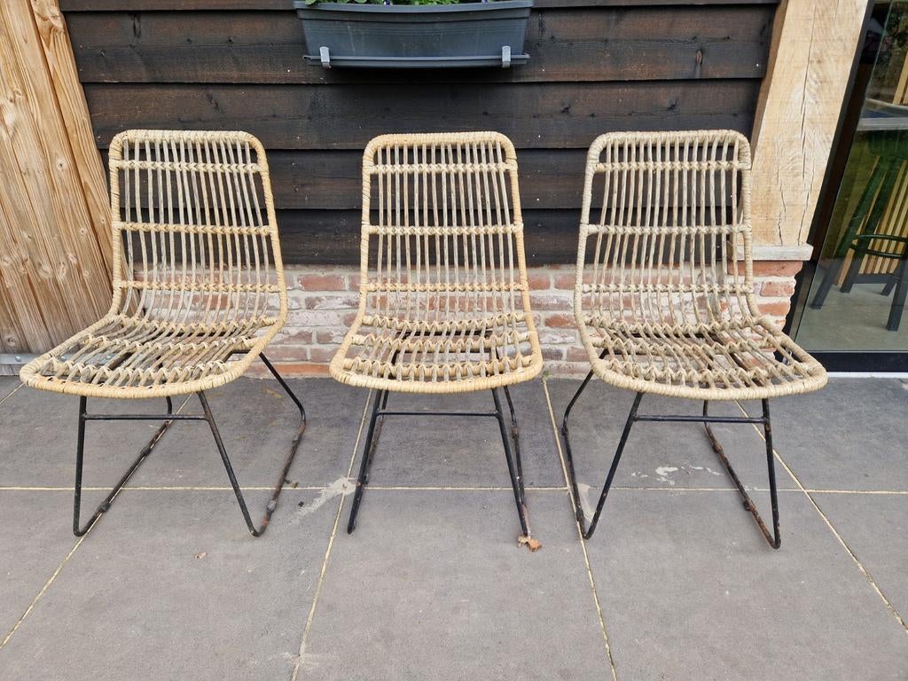3 mooie rotan stoelen van kunststof, Ophalen, Gebruikt, Overige kleuren, Drie