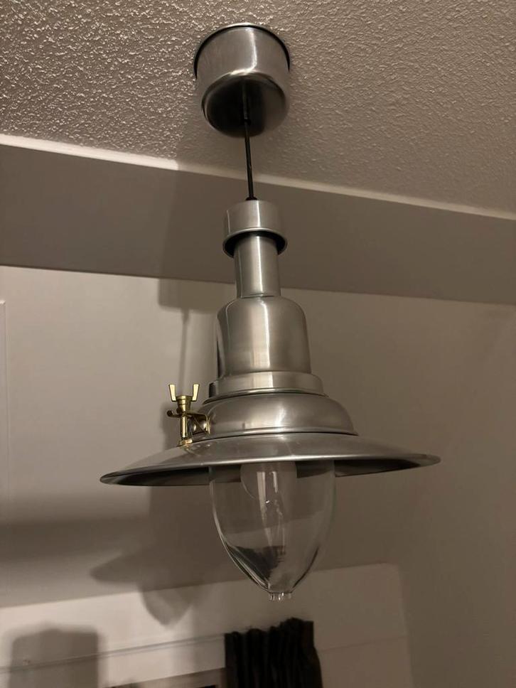 3 Scheepslampen- Metaalkleur, Huis en Inrichting, Lampen | Hanglampen, Gebruikt, Minder dan 50 cm, Metaal, Ophalen