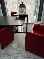 Granieten VierkanteTafel bijzettafe4 Luxe Rode Leren Stoelen, Huis en Inrichting, Tafels | Eettafels, Overige materialen, Gebruikt
