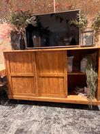 Teak houten dressoir commode kast met schuifdeuren, Ophalen, Gebruikt, 150 tot 200 cm, 25 tot 50 cm