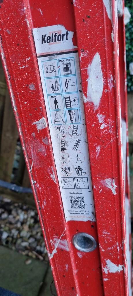 Kelfort ladder 1x5 treden - Gebruikt, Doe-het-zelf en Verbouw, Ladders en Trappen, Gebruikt, Ladder, Minder dan 2 meter, Ophalen of Verzenden