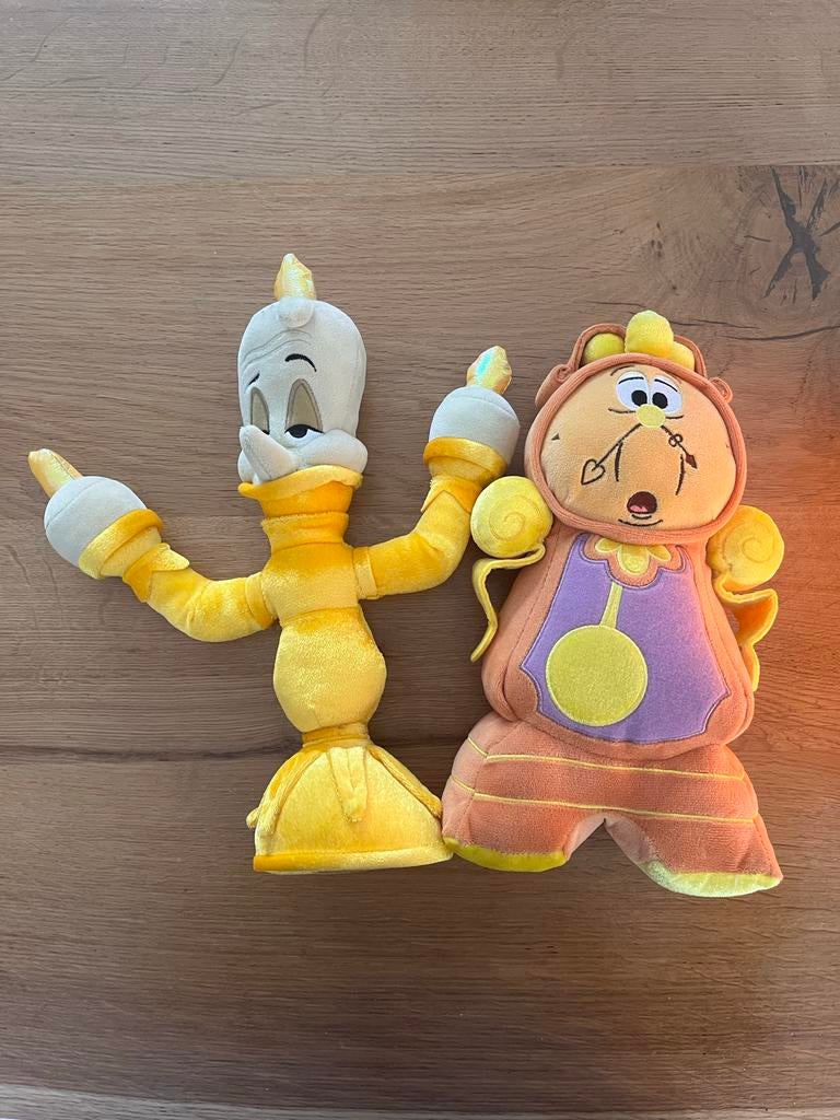 Disney Lumiere en Pendule knuffels - Belle en het Beest, Disney, Overige typen, Ophalen of Verzenden, Meerkleurig