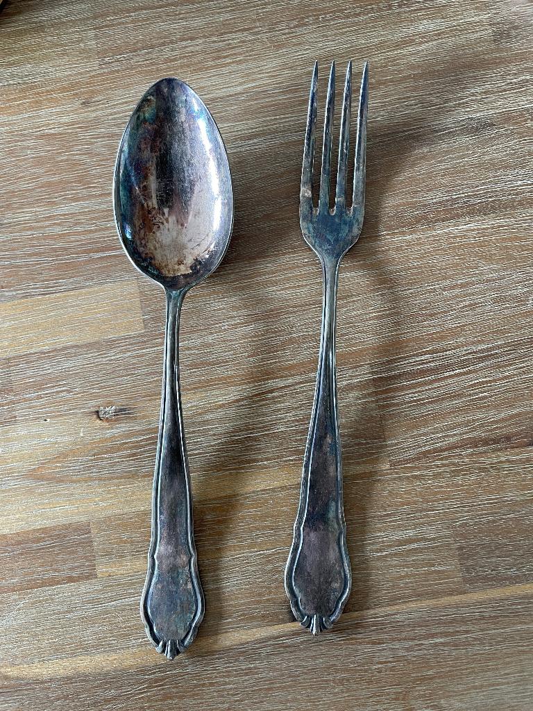 Clayre en Eef verzilverde lepel en vork 90/45, Antiek en Kunst, Ophalen of Verzenden