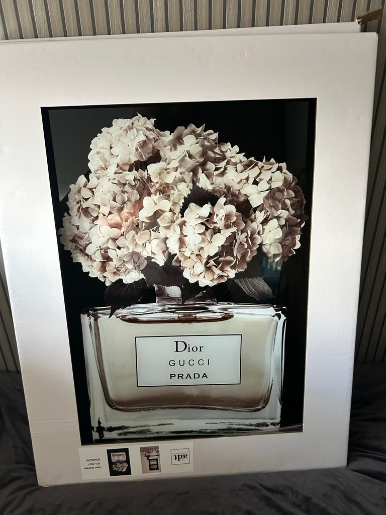 Luxe glazen schilderij Parfumfles - Dior Gucci Prada 60x80cm, Nieuw, Ophalen of Verzenden, Print, 75 cm of meer