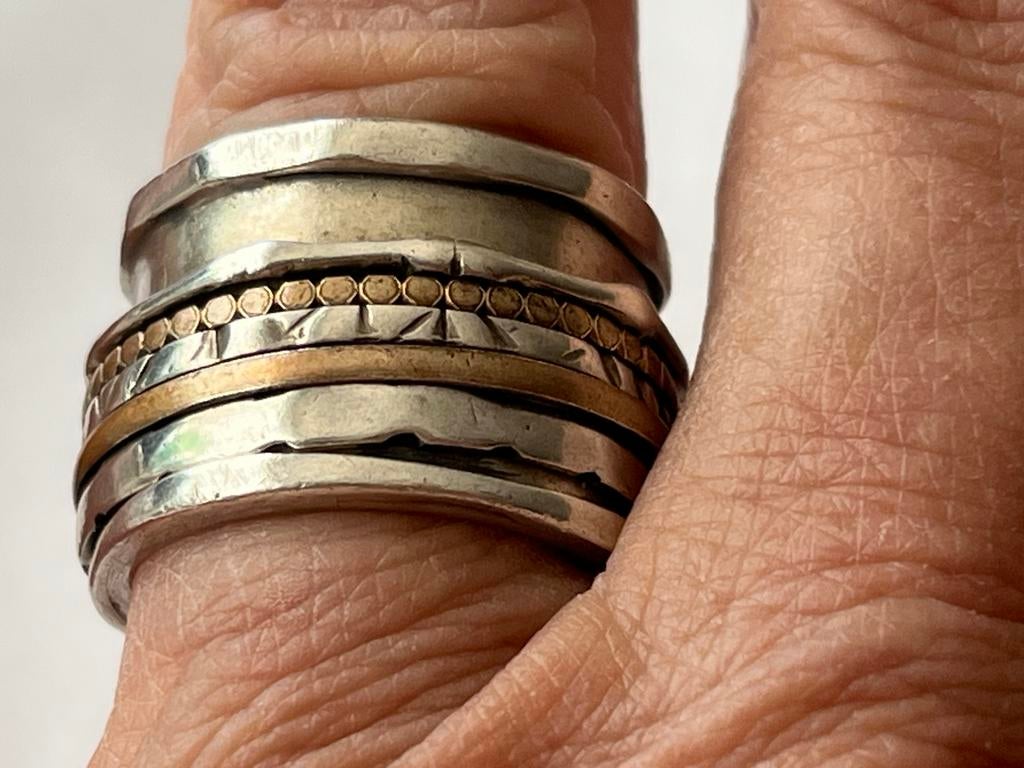 Zilveren/goudvergulde ring JEH Jewels - Maat 17,5, Sieraden, Tassen en Uiterlijk, Verzenden, Zo goed als nieuw, 17 tot 18, Dame
