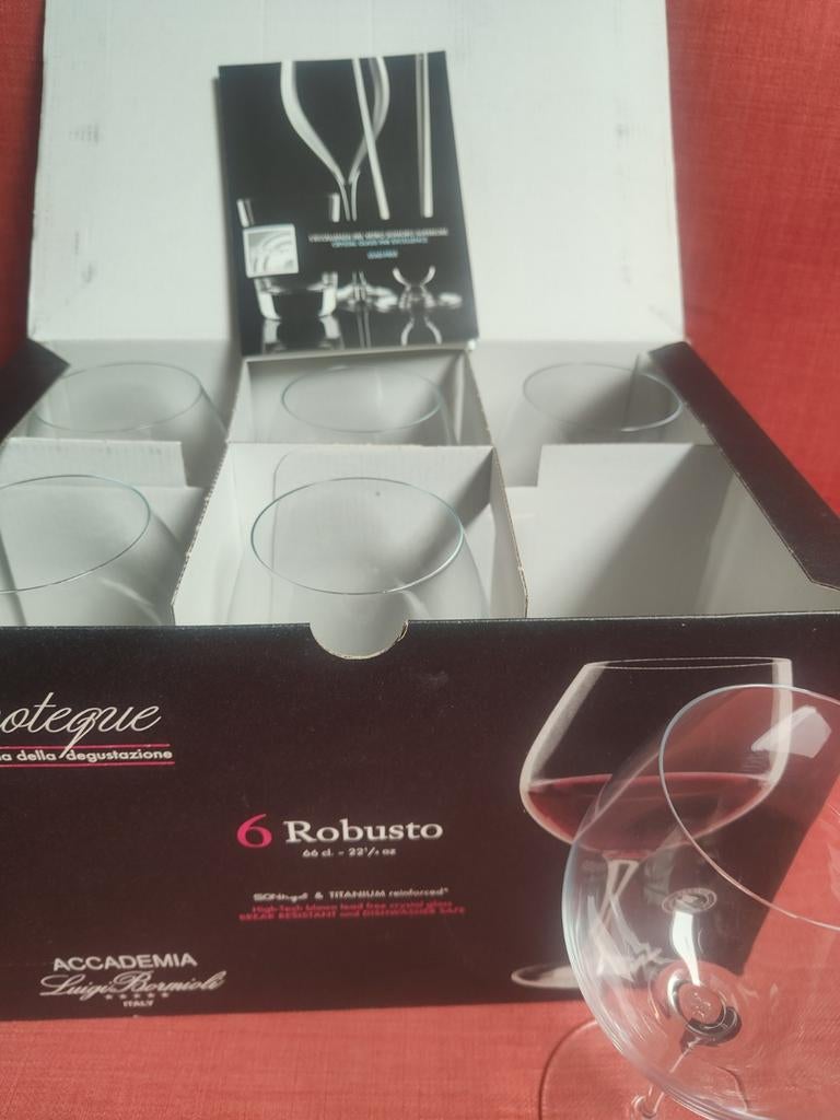 6 Robusto Italy Luigi Bormioli rode wijnglazen 66 cl Nieuw, Ophalen of Verzenden, Nieuw, Overige typen