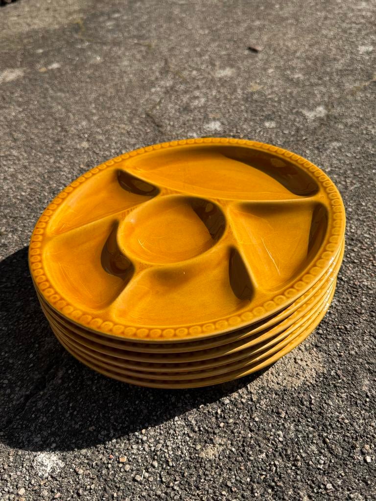 Vintage  Tapasschalen/ fondue borden Gien Set - 6 Stuks, Huis en Inrichting, Keuken | Servies, Gebruikt, Ophalen of Verzenden