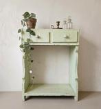 🌿Vintage groen tafeltje bijzetkastje vintage curiosa sleets, Ophalen of Verzenden