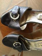 PRACHTIGE BRONS LEREN ITALIAANSE MUILTJES/SANDAALTJES MT 39, Overige kleuren, Zo goed als nieuw, ELENA MADE IN ITALY, Sandalen of Muiltjes