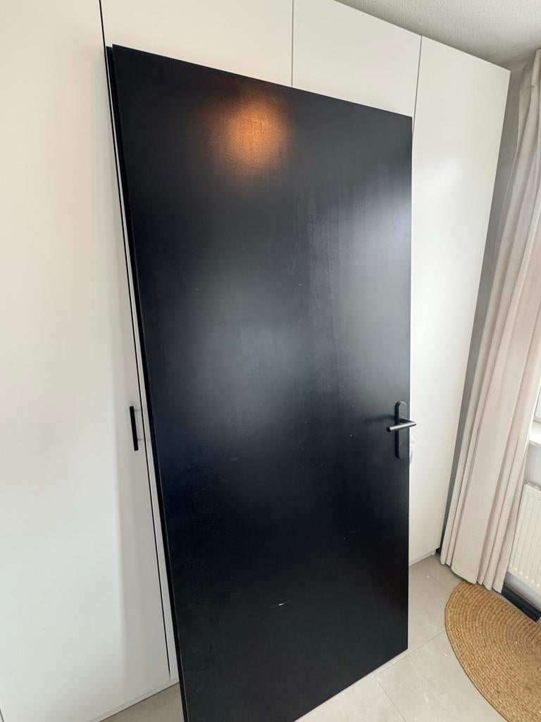 Drie stuks Opdekdeur Zwart gelakt 211.5 x 93 cm, Ophalen, 80 tot 100 cm, Binnendeur, Zo goed als nieuw