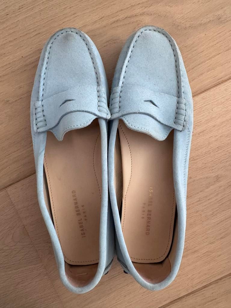 Isabel Bernard suède loafers - lichtblauw Maat 40, Ophalen of Verzenden, Gedragen, Blauw, Instappers