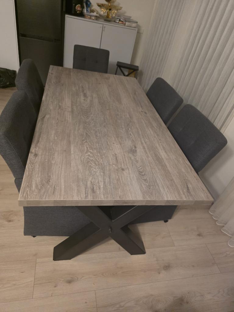 Eettafel met 6 stoelen, Ophalen, Overige materialen, 50 tot 100 cm, Zo goed als nieuw