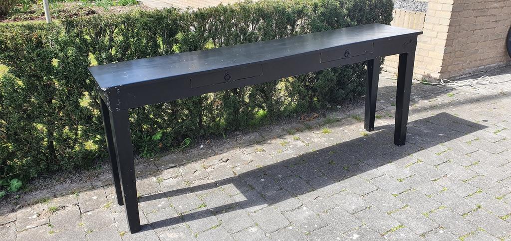 Zwarte sidetable 190 x 40 x 78 cm, Ophalen, Gebruikt, Eikenhout, 150 tot 200 cm