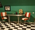 50's American Diner/Bel air tafel en 2 stoelen, Ophalen, Zo goed als nieuw, Rechthoekig, 50 tot 100 cm
