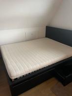 Ikea Bed met 2 lades, matras en hoofdbord, Gebruikt, Zwart, Tweepersoons, Ophalen of Verzenden