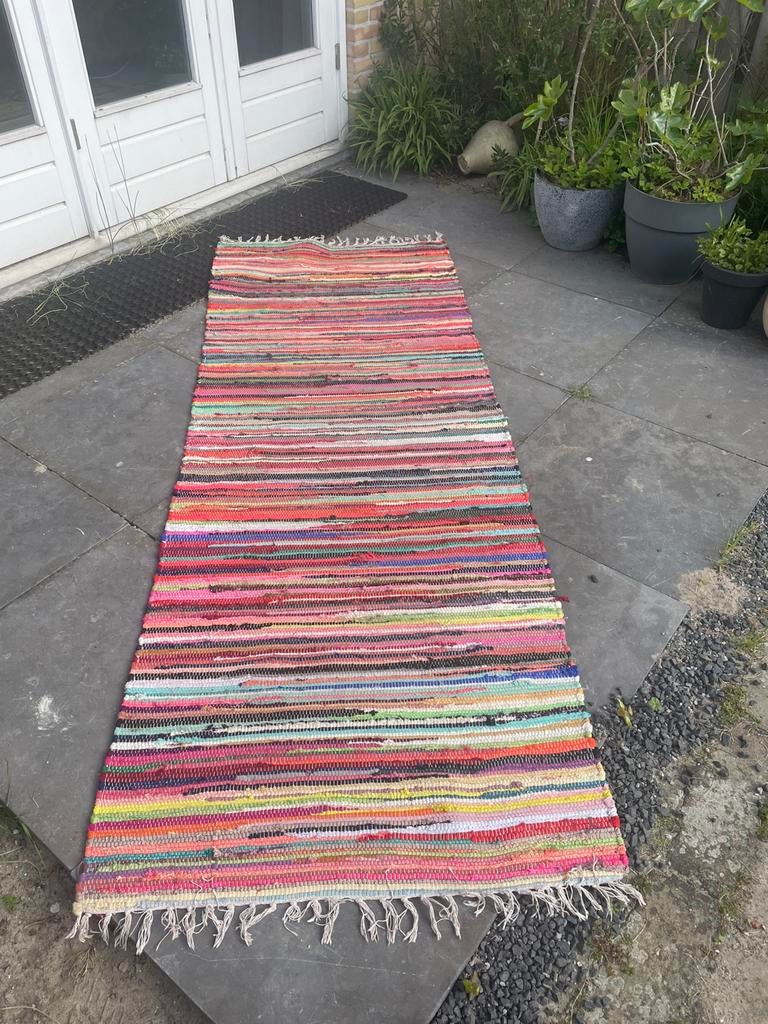 Zweeds voddenkleed 250 x 90 cm, Gebruikt, Overige kleuren, 200 cm of meer, Voddenkleed