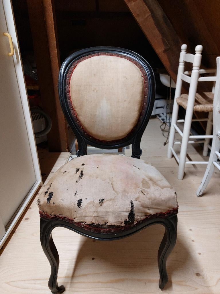 Stoel, brocante, hoogte totaal 92cm (rughoogte),, Ophalen, Gebruikt, Bruin, Eén