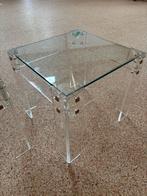 Set van 2 moderne plexiglas bijzettafels, z.g.a.n., Ophalen, Minder dan 45 cm, Vierkant, Zo goed als nieuw