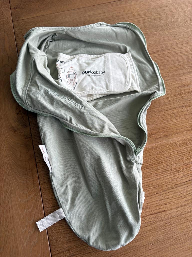 Puckababy piep inbakerslaapzak mintgroen, Ophalen of Verzenden, Zo goed als nieuw, Minder dan 70 cm, Bakerzak of Bakerdoek
