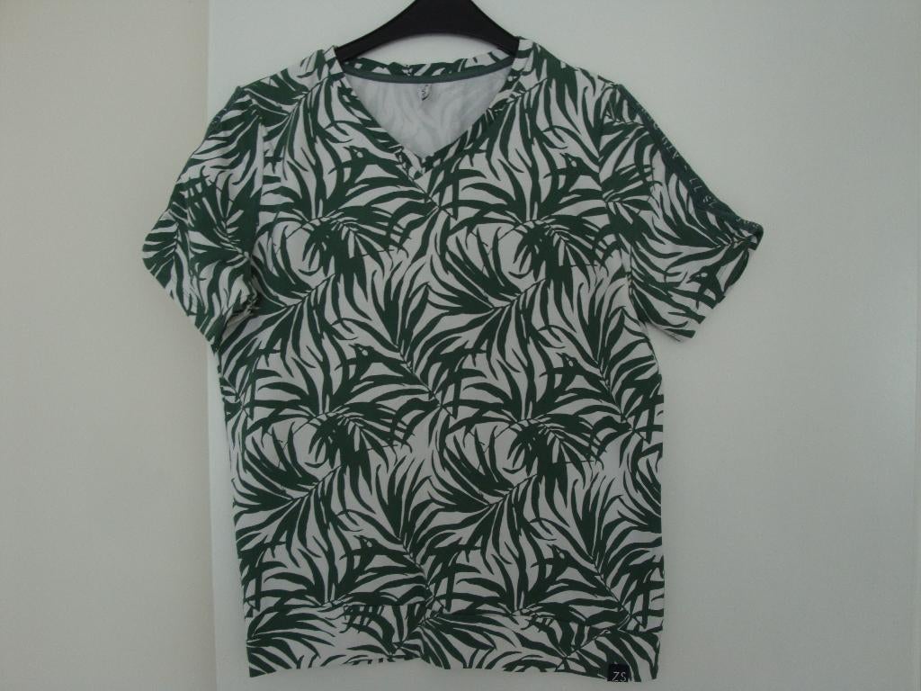 Maat M. Wit ZOSO shirt met groene bladeren print., Maat 38/40 (M), Overige kleuren, Ophalen of Verzenden, Zo goed als nieuw