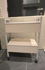 1x Witte verrijdbare trolley met 2 laden en open schap, Ophalen of Verzenden, Gebruikt