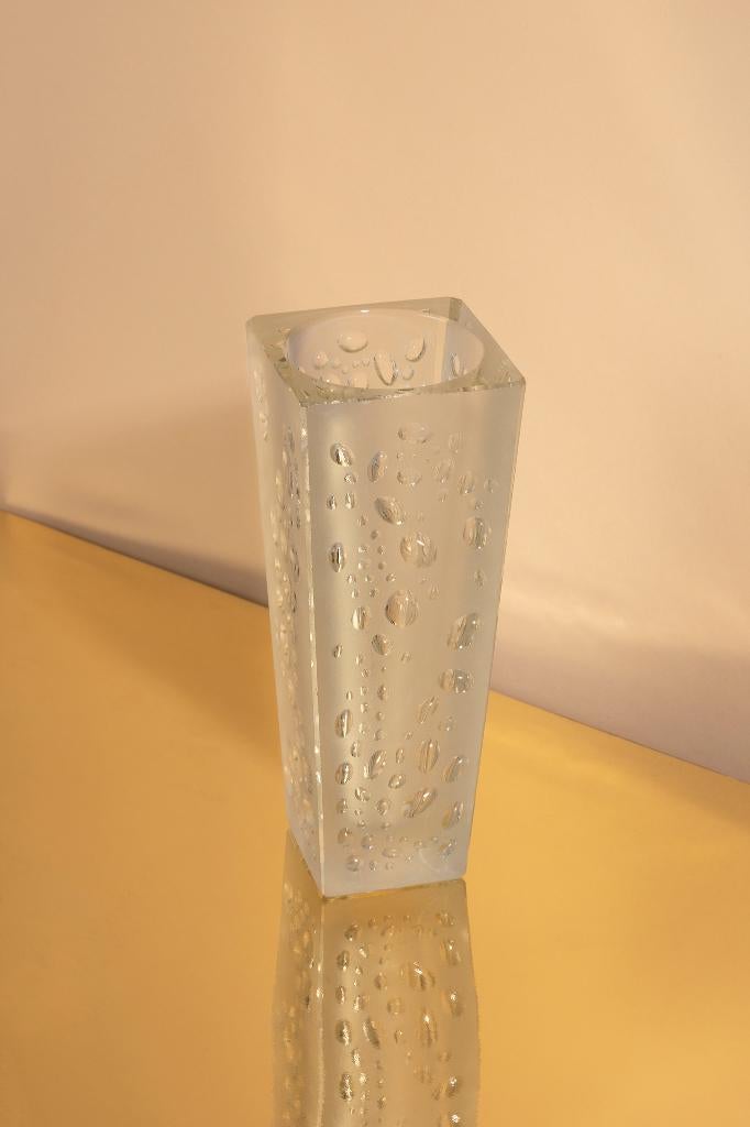 Eryka Trzewik Drost prachtige glazen vaas mat met bubbels, Gebruikt, Overige kleuren, Ophalen of Verzenden, Glas