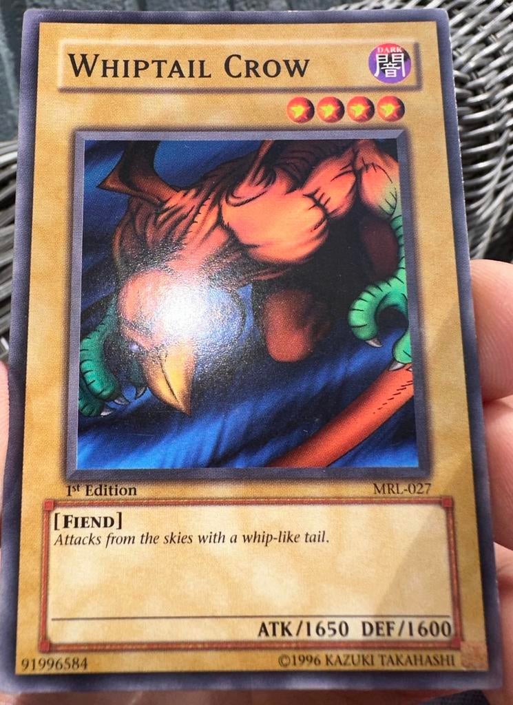 Yu-Gi-Oh! Whiptail Crow MRL 1st Edition Old US Print !, Ophalen of Verzenden, Zo goed als nieuw, Losse kaart