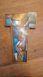 Uniek Opaline Glazen Kruisbeeld - Religieuze Kunst, Ophalen of Verzenden