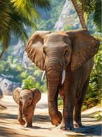 Diamond painting safari olifanten 40x50cm, Ophalen of Verzenden, Nieuw, Knutselwerk
