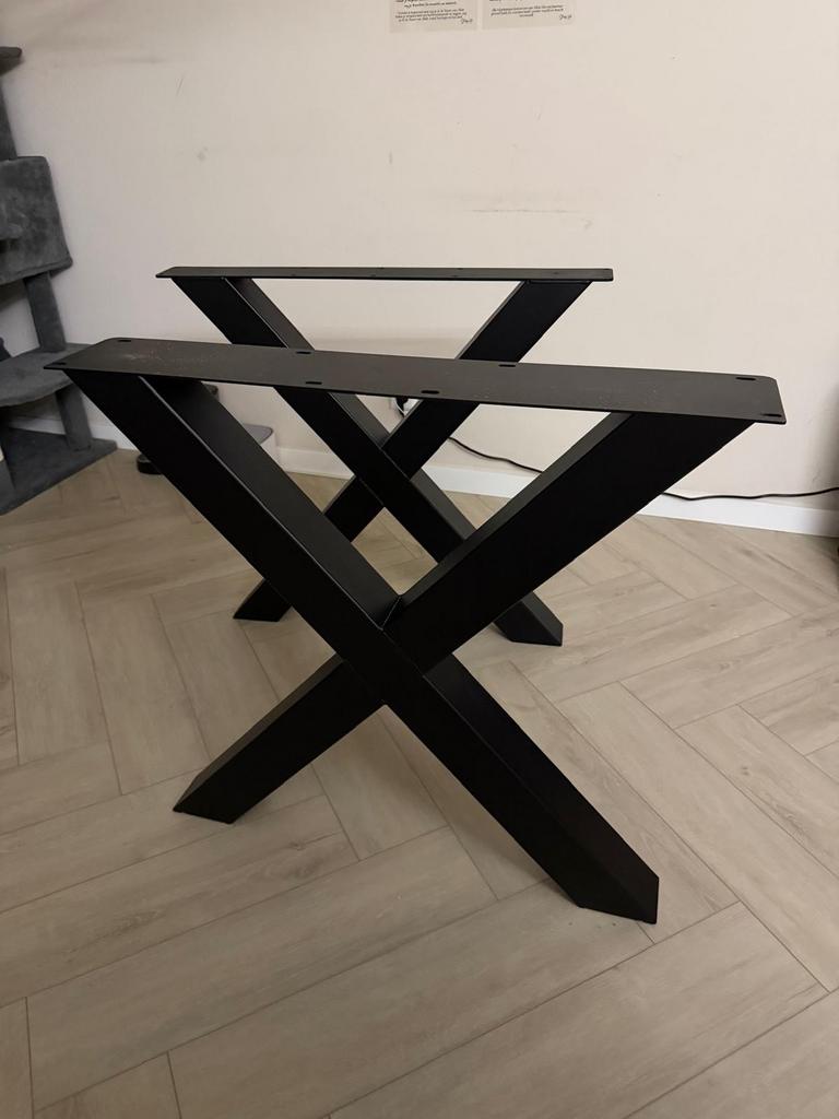 Matzwarte X-vormige Tafelpoten - Set van 2, Ophalen, Zo goed als nieuw