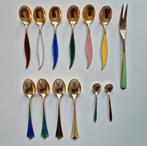 Theelepeltjes, sterling zilver met emaille, David Andersen, Antiek en Kunst, Ophalen of Verzenden, Zilver