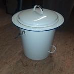 Vintage geëmailleerde toiletemmer, luieremmer met deksel, Ophalen of Verzenden